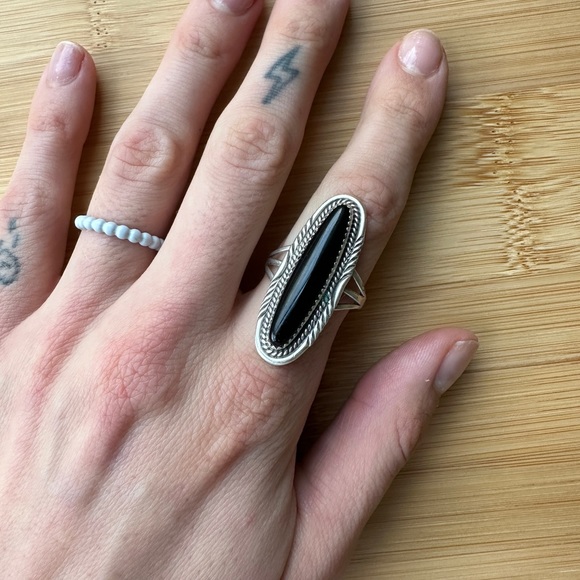 Black Stone Sterling Silver Ring - Picture 1 of 3